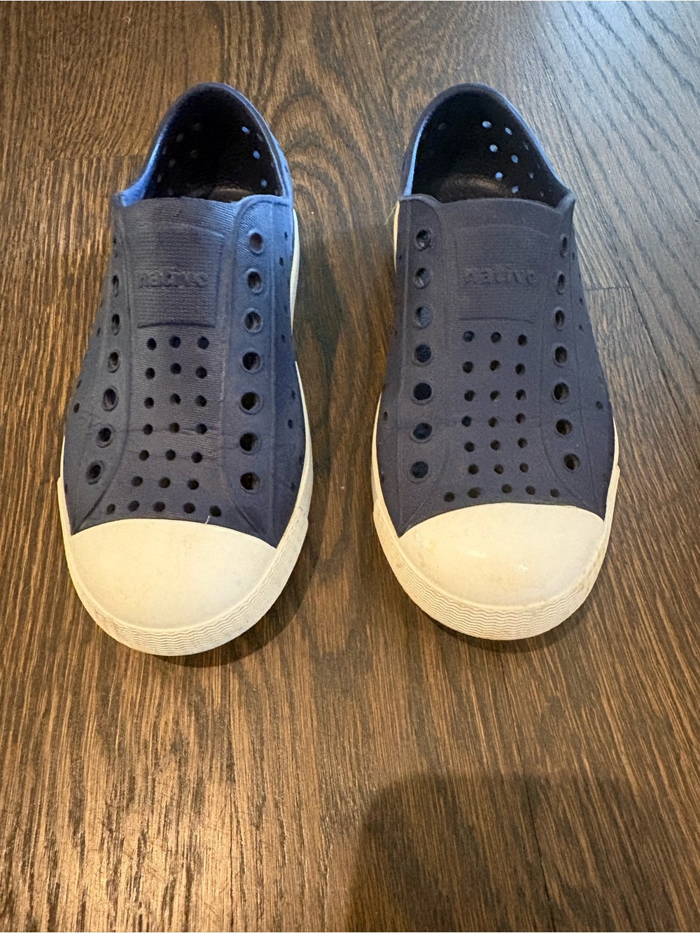 Native Kids Navy Slip-On Shoes with White Toe, Size C12